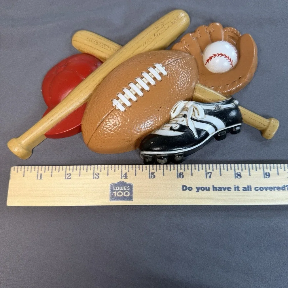MADE IN USA VTG Home Interiors Sports Wall Plaque Baseball Football Kids Mancave